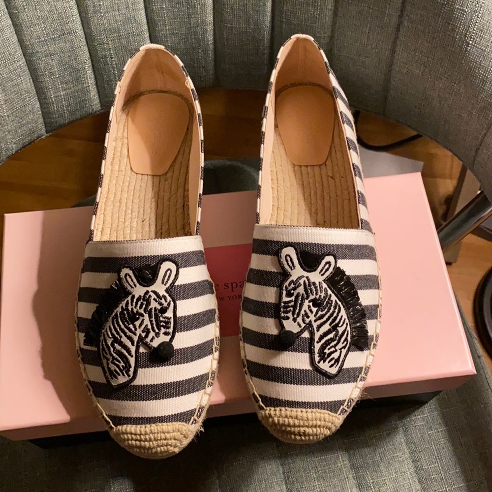 Kate Spade garden zebra espadrilles Sz 10B NWT - Picture 1 of 14